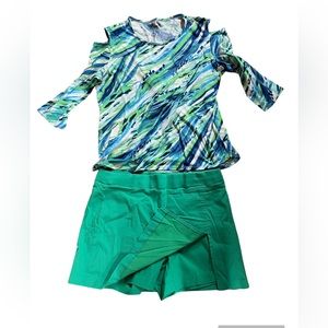 Cold shoulder top and green skort set(comes together!)